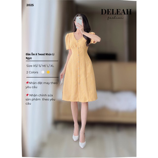 De Leah - Đầm Ôm A Tweed Nhún Li Ngực - Thời Trang Thiết Kế