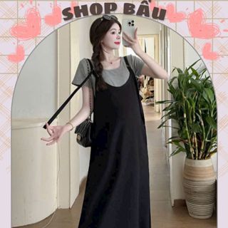sét yếm 2 chi tiết chất cotton co dãn thoải mái cho mẹ bầu m362 đầm bàu váy bầu công sở mùa hè