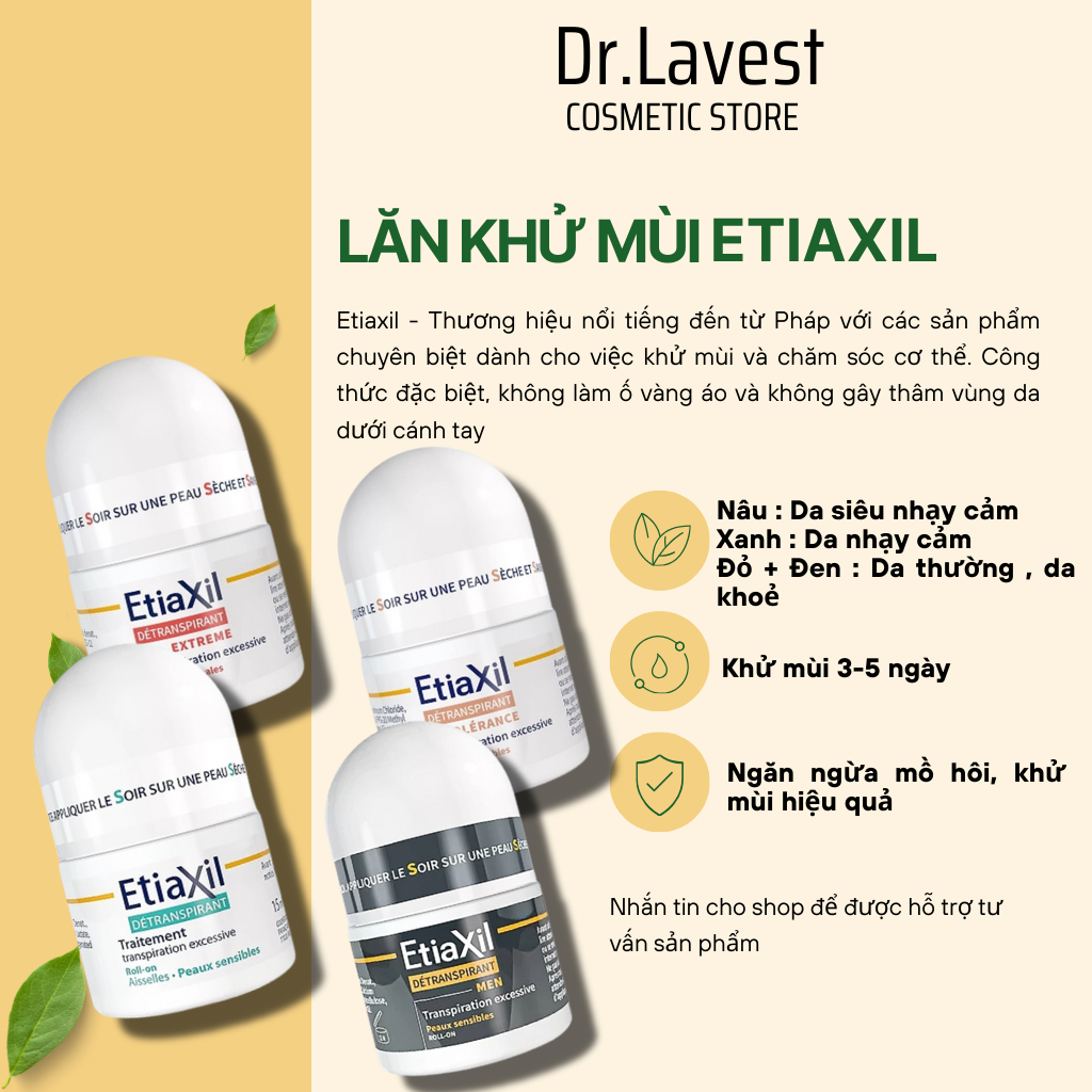 Lăn Khử Mùi Etiaxil Giảm Mồ Hôi Chính Hãng Pháp 15ml