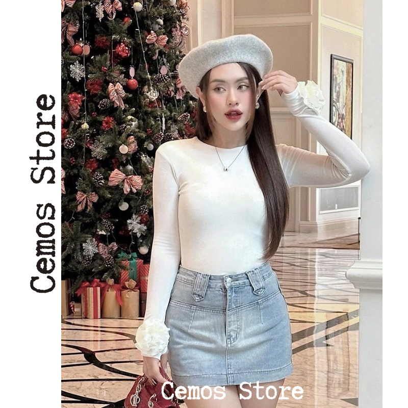 Áo Thun Zip Tay Đính Hoa Hồng,  tay dài ,Chất Liệu Co Giãn, Thoáng Mát, thấm hơi Mồi Hôi - Cemos Store | BigBuy360 - bigbuy360.vn