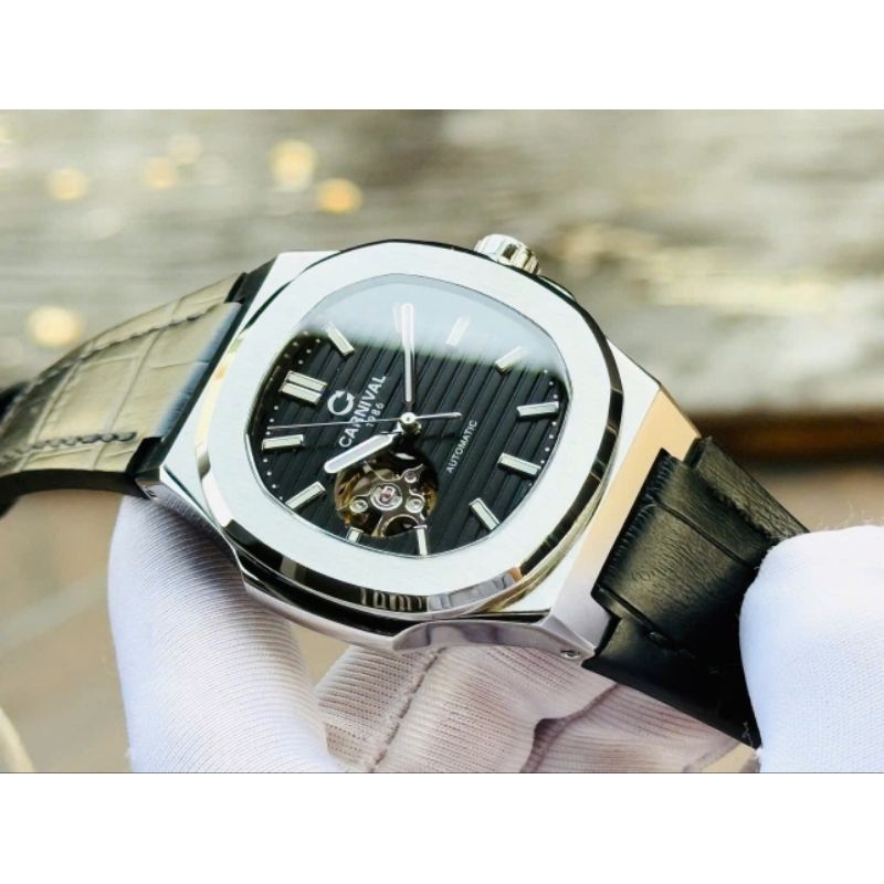 [Chính Hãng 100%] Đồng Hồ Nam Carnival 8128G (8128) Máy Cơ (Automatic) Kính Sapphiare Mặt Siz 41 Dây