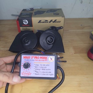 Combo Nhại 12 Pro cùng còi Nhật Senka điện 12V và 24V. Âm thanh cực chất độ chế ô tô, xe tải