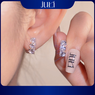 Khuyên Tai Giò Gà 3 Hột 3.5Li Dành Cho Nữ | 100% Bạc Ý Nhập Khẩu | Đính Đá Moissanite Sấng Lấp Lánh | KT1388 JULI