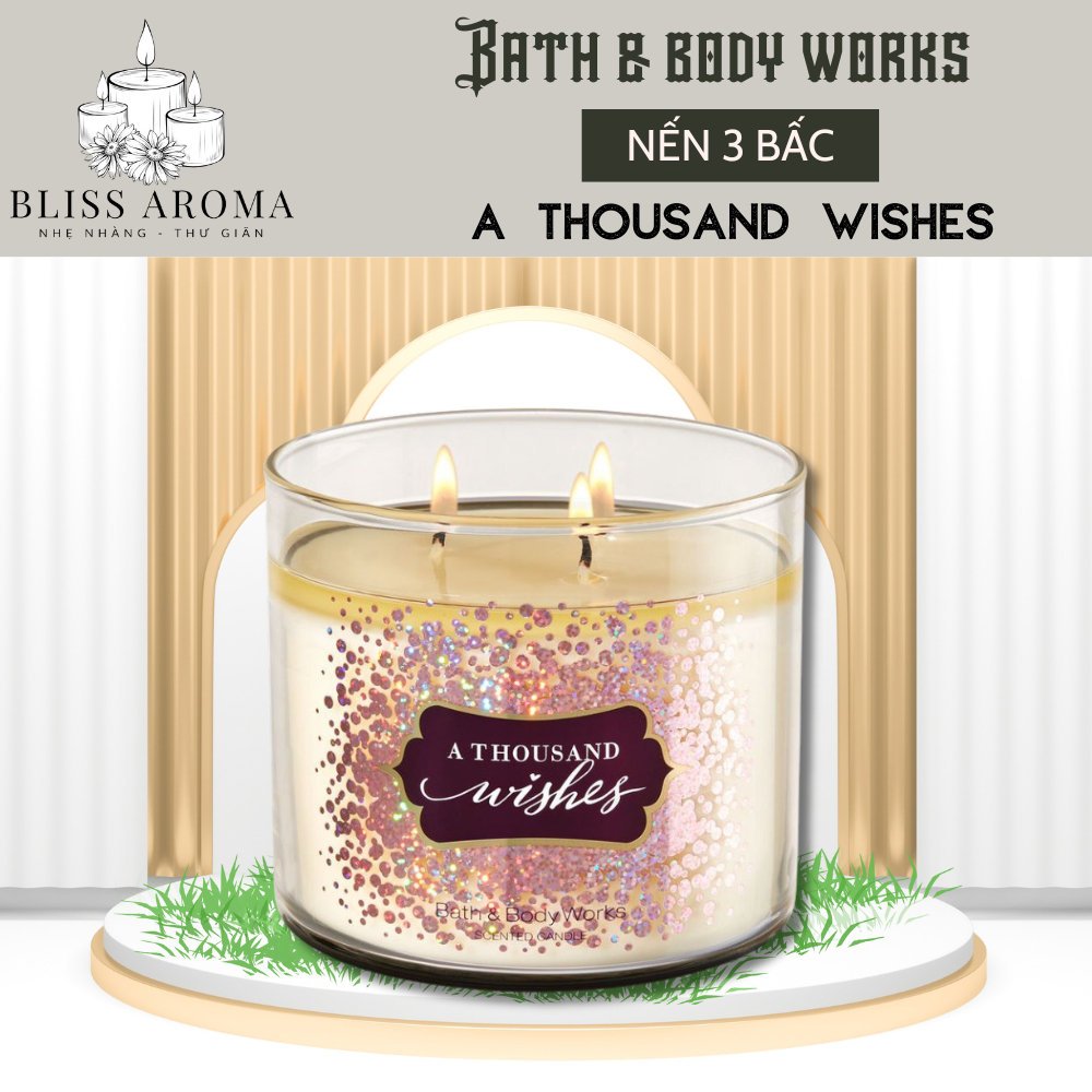 Nến thơm 3 bấc Bath & Body Works A Thousand Wishes 411g - White Barn 3 Wick Scented Candles