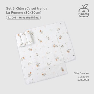 [CHÍNH HÃNG] Set 5 khăn sữa sợi tre lụa mềm mại (30x30) La Pomme
