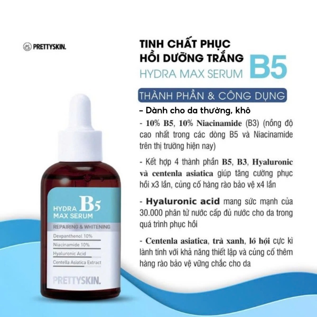 Combo Serum / Kem Dưỡng / Gel Rửa Mặt Prettyskin Hydra B5 Dưỡng Sáng, Cấp Ẩm, Chăm Sóc Da Toàn Diện Chuẩn Hàn Quốc