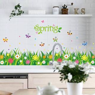 DECAL DÁN CHÂN TƯỜNG CỎ XANH