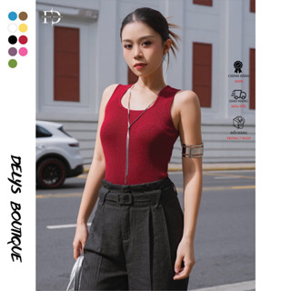 Áo Len Tăm Sát Nách Cổ Vuông Nhiều Màu Delys DLAC103