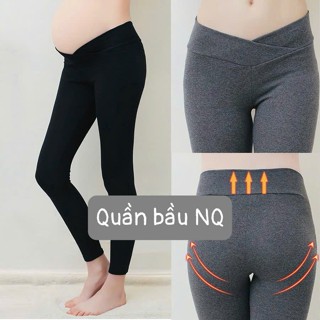 Quần bầu legging CẠP CHÉO đẹp co giãn thoải mái, tiện lợi an toàn cho Mẹ bầu QB1111