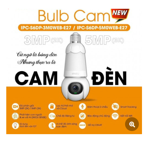 Camera bóng đèn Imou, camera ngụy trang Imou độ phân giải 2K 3MP