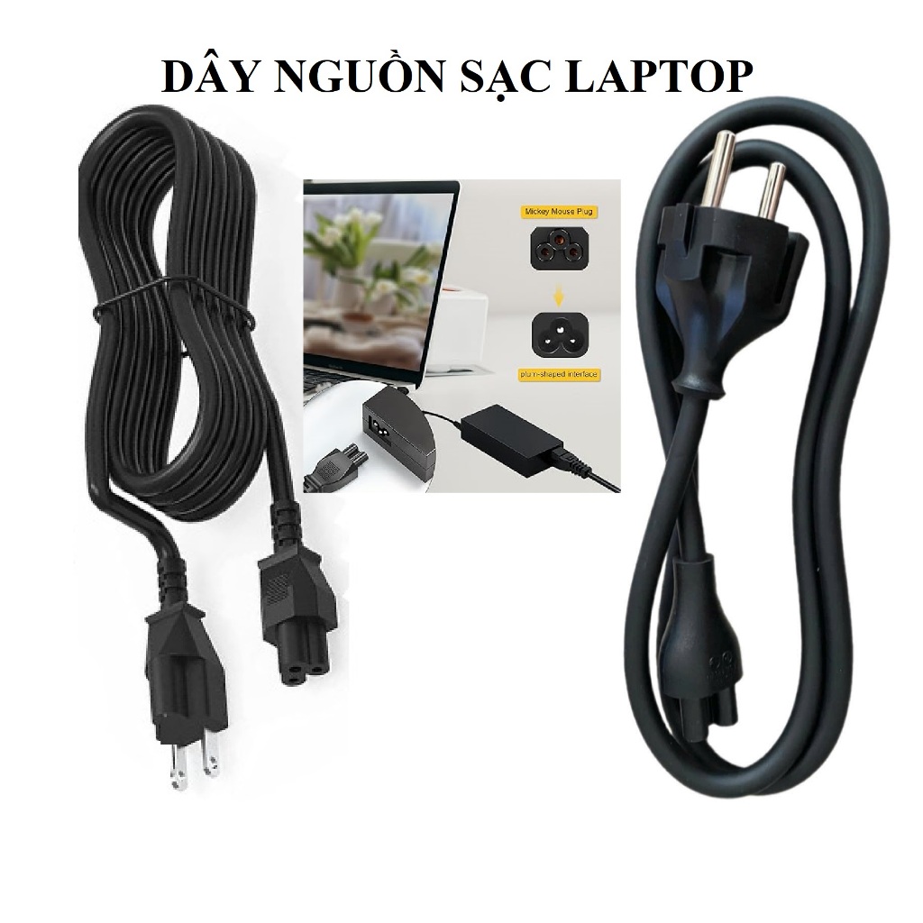 Dây Cáp Nguồn Sạc Zin Cho Laptop Dell HP Asus Acer Sony Lenovo Compaq Toshiba Loại Tốt mới 100%