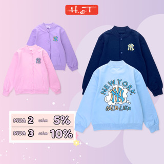 Áo khoác bomber NY H&T chất da cá 4 chiều, mềm mịn, dày dặn ấm áp cho bé gái teen từ 4-14 tuổi-AKBG015
