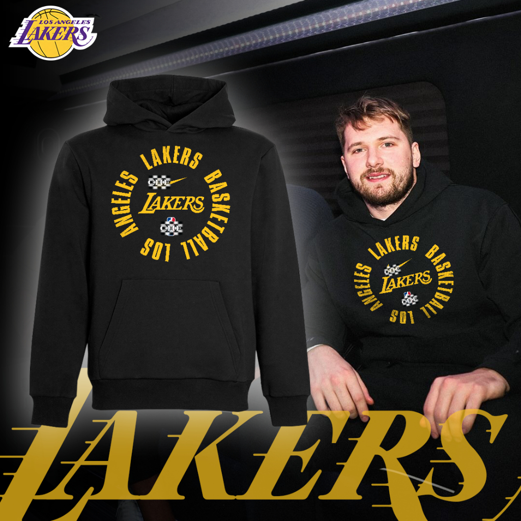 Áo Nỉ và Hoodie Bóng rổ Mỹ Los Angeles Lakers hình tròn 2025 form rộng tay lỡ Jerry Tee thể thao nam