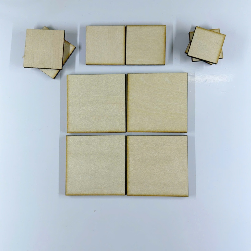 50 Miếng Gỗ Hình Vuông Bằng Gỗ Plywood Dày 3mm Size 3,4,5,6,7cm