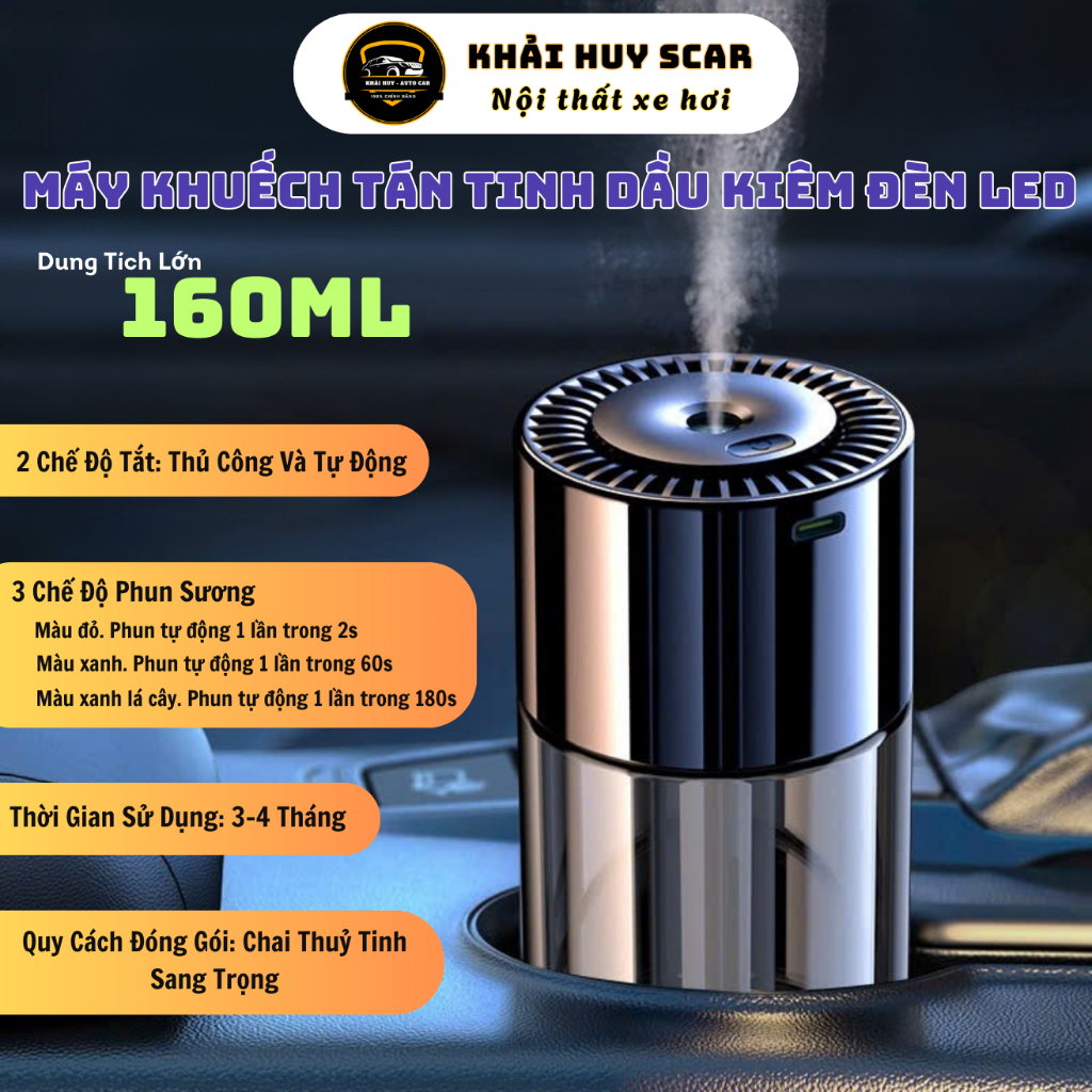 Máy Khuếch Tán Tinh Dầu Ô Tô Kiêm Đèn Led Sao Tự Động Nano Chip Gypsophila Máy Xông Tinh Dầu Thông Minh
