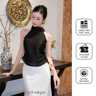 Áo Yếm Tơ Sóng La Boutique Cao Cấp Nhún Eo Có Dây Cài Cổ Nữ Women-A059