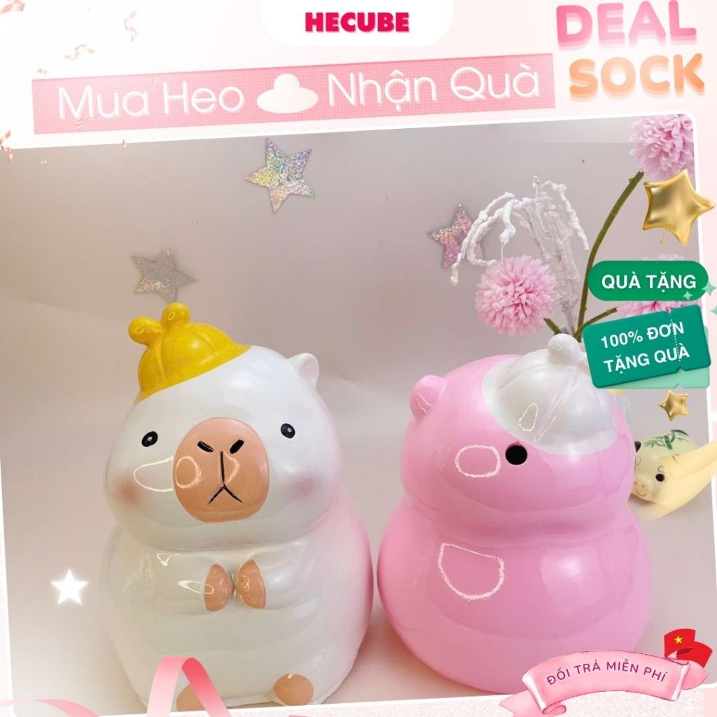 Heo Đất Capi Có Nón Size Đại Hecube Lợn Ống Đựng Tiết Kiệm Tiền Vàng