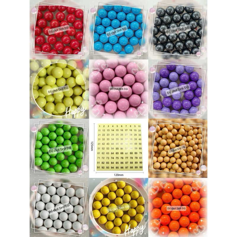 20 viên bi nhựa đặt ruột 20mm - phụ kiện bi các loại đồ chơi