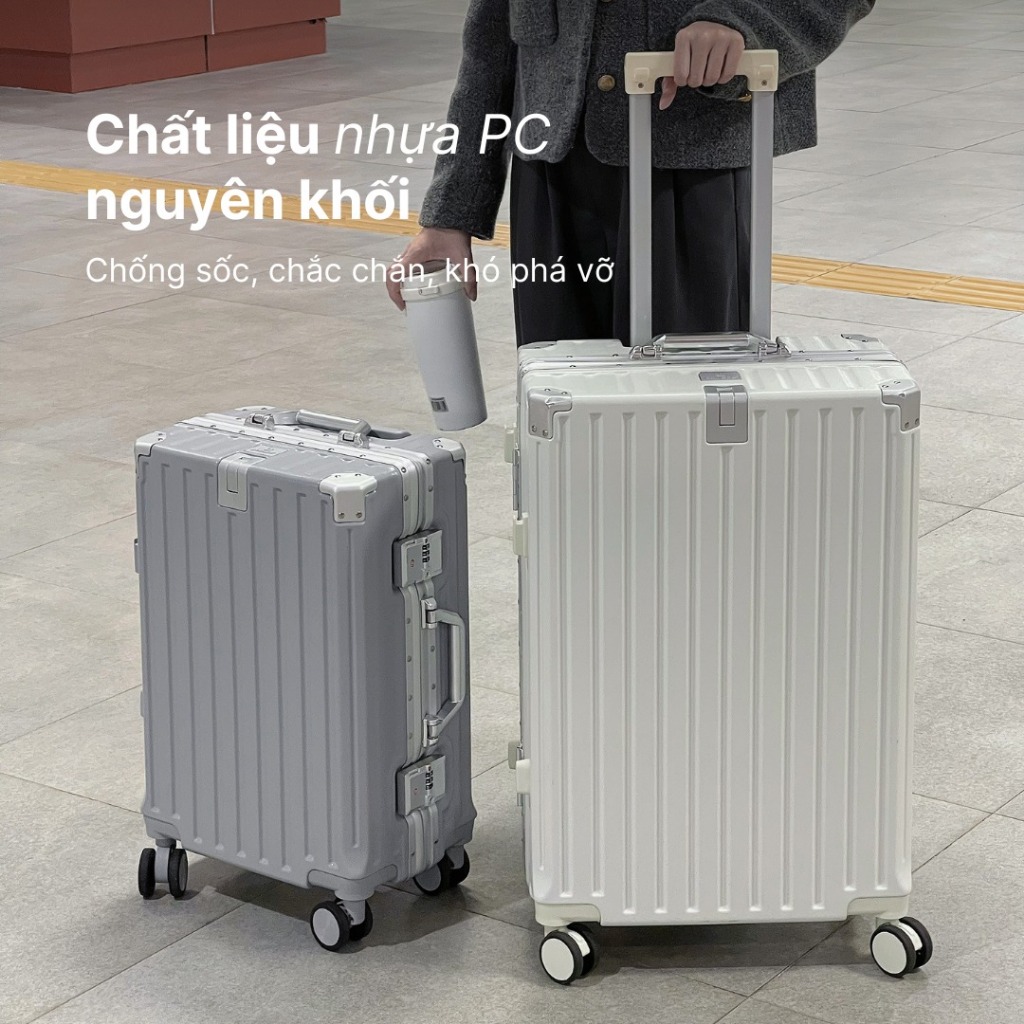 [NÂNG CẤP CÓ CỐC] Vali khung nhôm khóa sập mẫu mới, vali size 20, size 24 nhám chống xước CÓ TẶNG KÈM BỌC VALI