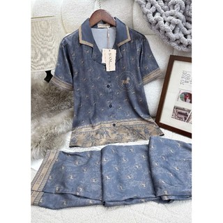 Bộ lụa mặc nhà Sam luxury, pyjamas lụa tay ngắn quần dài