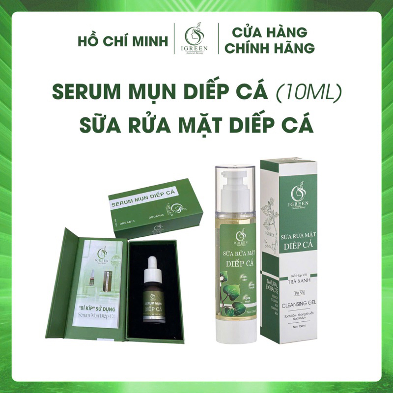 COMBO TOÀN DIỆN CHO DA HẾT MỤN, THÂM - COMBO DIẾP CÁ IGREEN