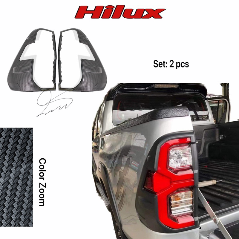 Ốp đèn Hậu xe Hilux 2019 2020 2021 2022 2023 2024 2025 vân carbon