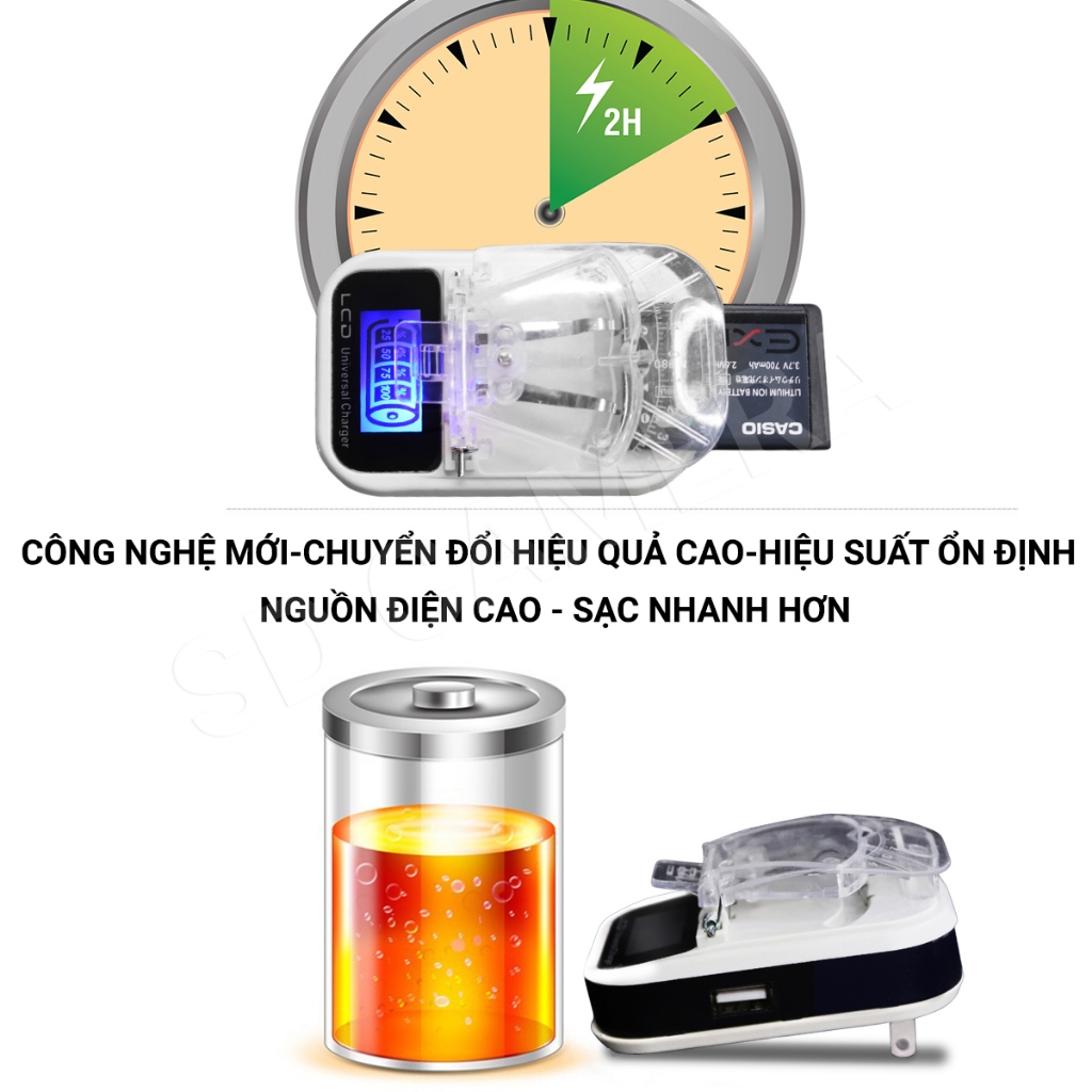 Sạc pin Pro cho máy ảnh kỹ thuật số Mini Compact Có đèn LED báo hiển thị mức pin | BigBuy360 - bigbuy360.vn