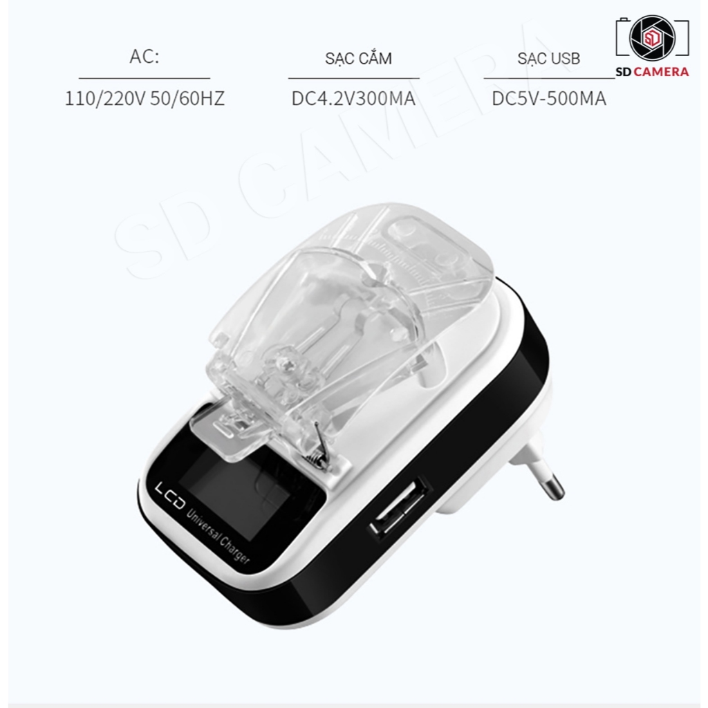 Sạc pin Pro cho máy ảnh kỹ thuật số Mini Compact Có đèn LED báo hiển thị mức pin | BigBuy360 - bigbuy360.vn