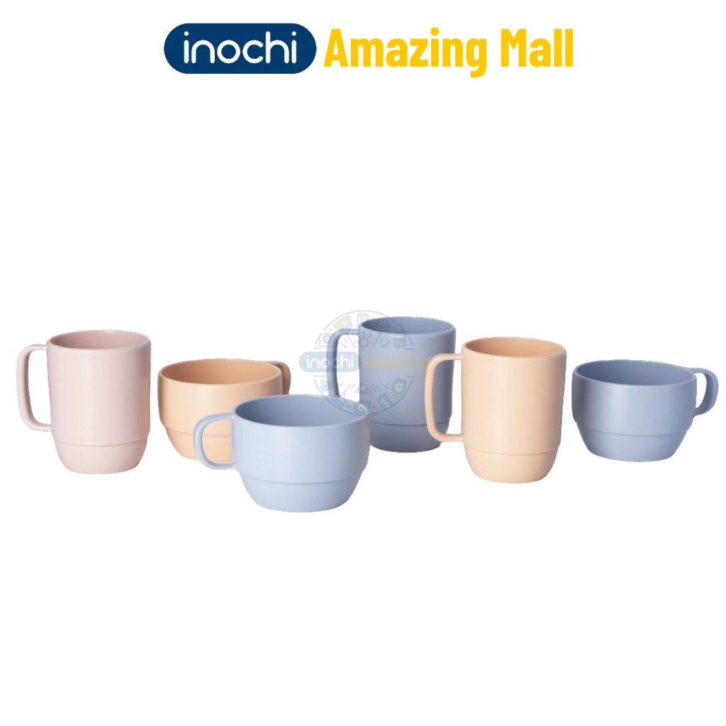 Combo 4 Cốc nước có quai Inochi Amori 350ml nhựa PP, kháng khuẩn, bền đẹp Amazing Mall
