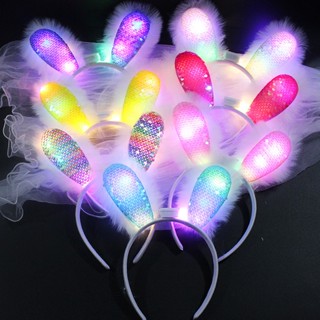Băng đô đèn led, cài tóc, Bờm tai thỏ, Koromi, hóa trang, sinh nhật, halloween, noel -  MK024