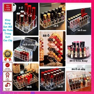 Khay Kệ Đựng Son Môi 9 ô - 12 ô - 18 ô - 24 ô - 28 ô - 36 ô Trong Suốt Xoay Tròn 360 Độ