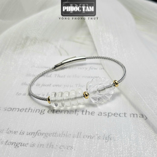 Vòng Tay Đá Hồ Ly Chúa Thạch Anh Trắng Mix Ngũ Điếu Phước Tâm Xỏ Cáp, Vòng Phong Thủy Mang Năng Lượng Tích Cực, May Mắn