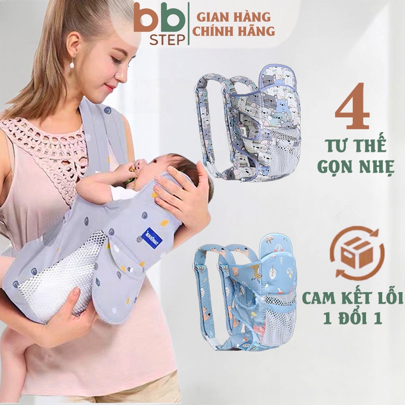 Địu Em Bé Sơ Sinh 0-3 Tuổi Đa Năng Có Đỡ Cổ 4 Tư Thế Gọn Nhẹ Thoáng Khí An Toàn Khi Đi Xe Máy BBSTEP – ASS034