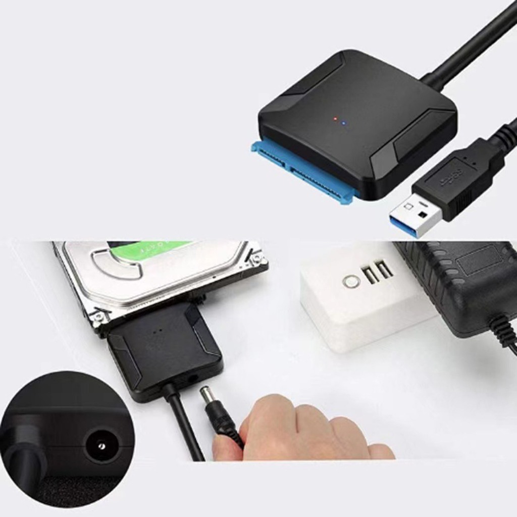 Cáp USB 3.0 to SATA III Cho Ổ Cứng SSD HDD 2.5"/3.5" Kèm Adapter Nguồn