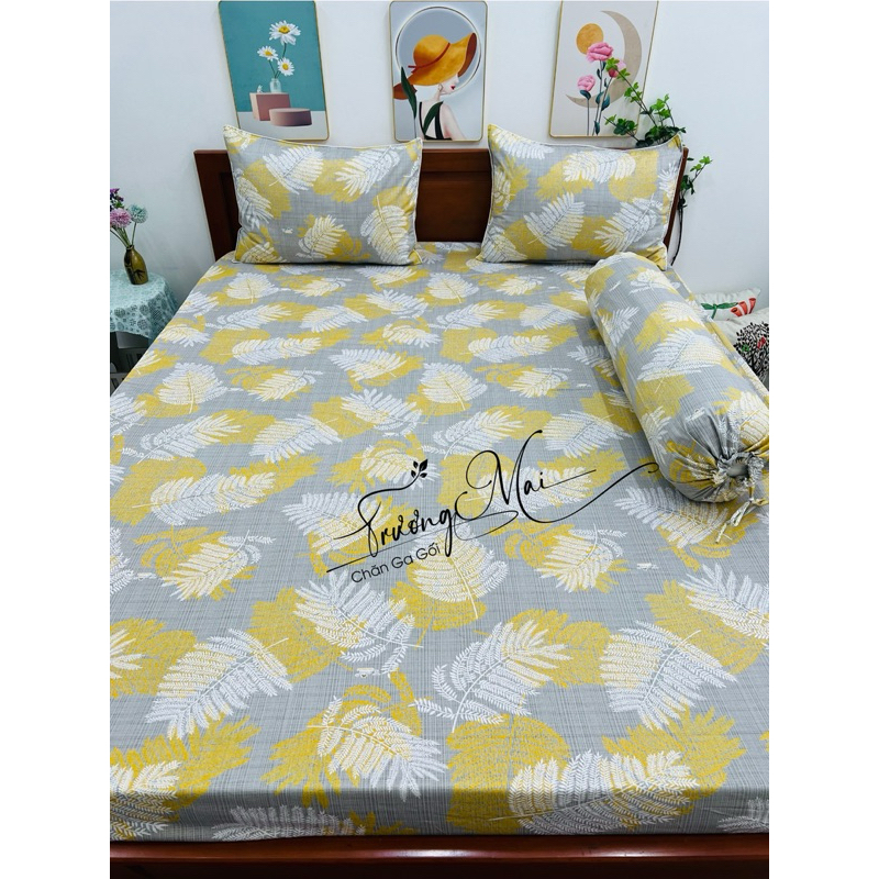Ga gối 100% coton thương hiệu Thắng Lợi có lo go in trên vải 4 món không kèm chăn