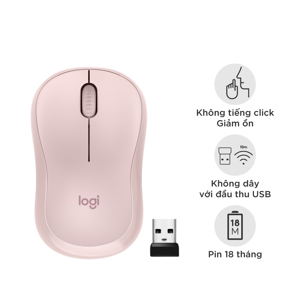 Chuột Không Dây LOGITECH M220 - Có Công Tắc On/Off - Độ Nhạy Cao - Tặng Kèm Pin [ MÀU NGẪU NHIÊN] | BigBuy360 - bigbuy360.vn