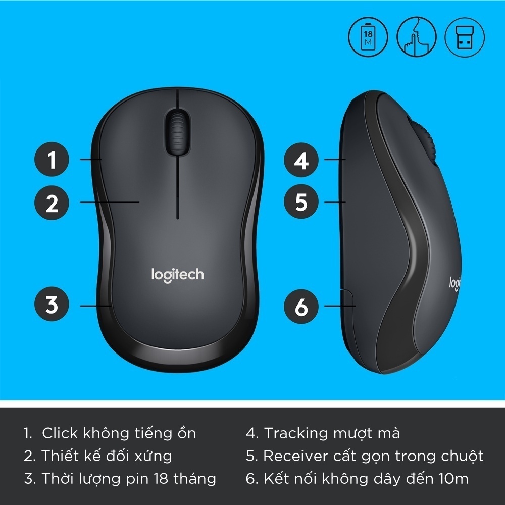 Chuột Không Dây LOGITECH M220 - Có Công Tắc On/Off - Độ Nhạy Cao - Tặng Kèm Pin [ MÀU NGẪU NHIÊN] | BigBuy360 - bigbuy360.vn