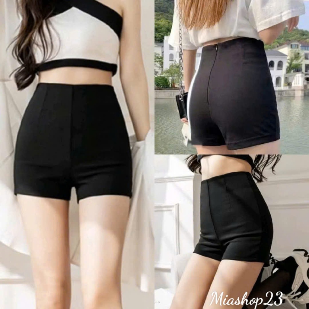 Quần Short Nữ Dance Lưng Cao Khóa Sau Vải Umi Co Giãn 4 Chiều Dày Dặn Thể Thao Quần Đùi Nữ Cạp Cao Mặc ở Nhà Dáng ôm Bó