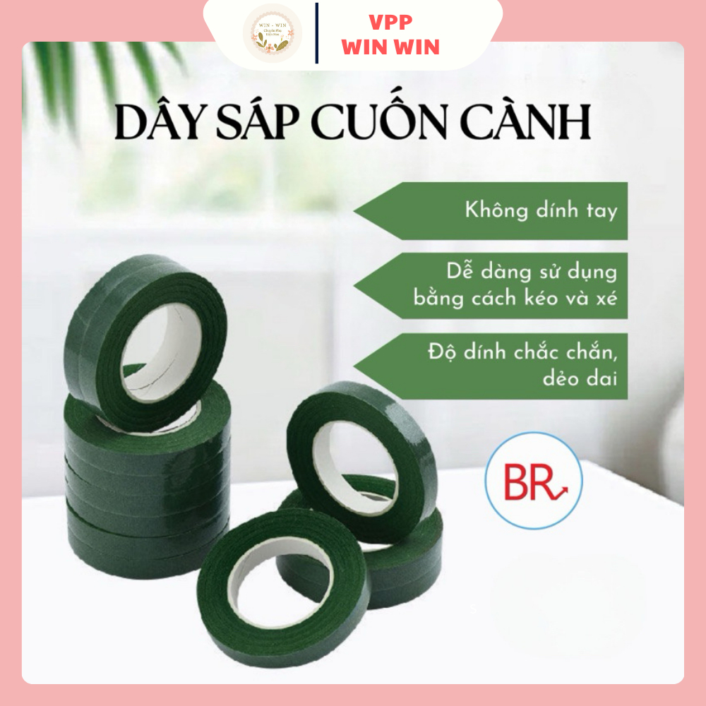 Keo Sáp Quấn Cành, Băng Dính Sáp, Băn Dính Cuốn Cành, Cuộn Băng Keo Làm Hoa Handmade, Quấn Cành Hoa Kẽm Nhung