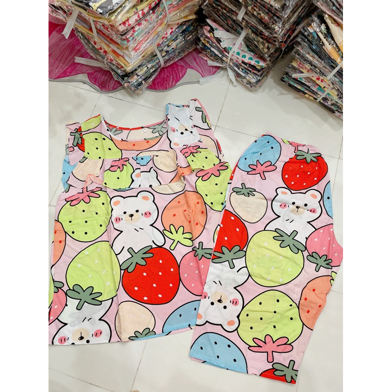💮Bộ tole (lanh) quần lửng tay con số 3( 48kg- 54kg)🌼