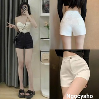 Quần Short Nữ Co Giãn Lưng Cao Khóa Trước Màu Trắng Đen Kiểu Quần Đùi nữ Cạp Cao Mặc Nhà idol kpop Chất Umi Cao Cấp Đẹp