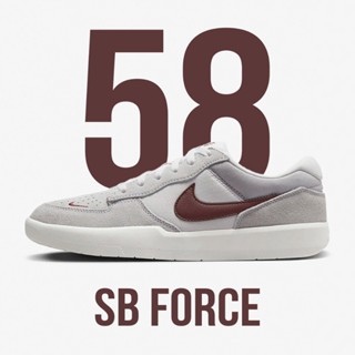 Giày Thể Thao SB 58 Platinum Tint Dark Red Màu Xám Logo Đỏ Đậm Da Lộn Cổ Thấp Clever Man Store