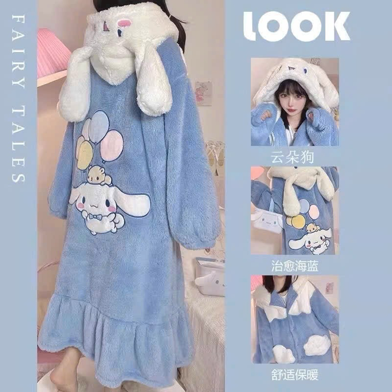 ÁO CHOÀNG THỎ BÔNG XANH GẤU DÂU THỎ TÍM ĐEN KHÔNG KÈM QUẦN