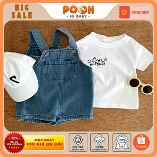 (8-17kg) Set Đồ Bé Trai/Bé Gái Yếm Bò + Áo Thun Cotton Trắng | Năng Động Mùa Hè, Thoải Mái Cho Bé