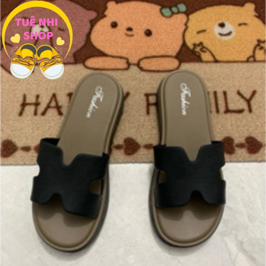 Dép  nữ quai ngang chứ H. dép thời trang nữ, đế cao 3cm