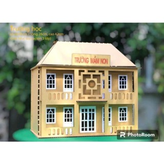 Mô hình trường học - trường mầm non, trường tiểu học bằng bìa carton 100% lắp ráp
