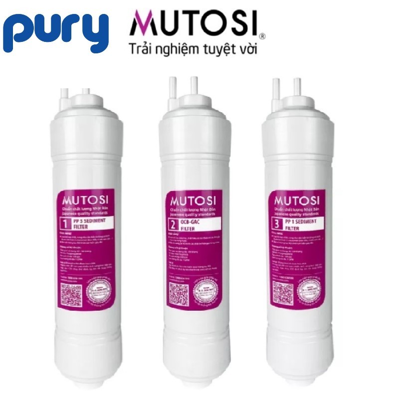 Lõi lọc nước MUTOSI chính hãng - Bộ lõi lọc nước 123 MUTOSI đúc nối nhanh (không dùng cốc)