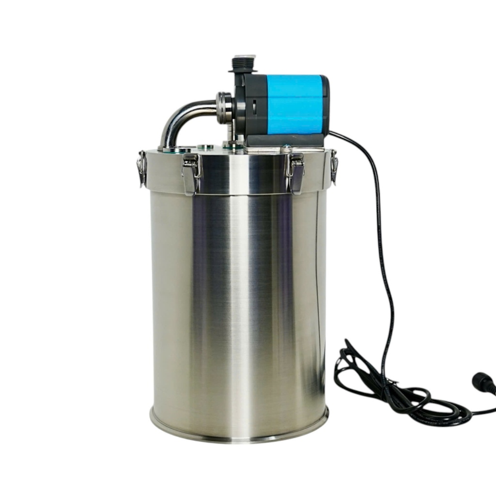 Lọc thùng inox fi168 bơm chaning 1000 lít/h, inout trên đầu, có thể làm lọc chính hoặc lọc phụ