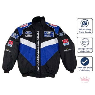 Áo khoác Dù Ford in 2 lớp dày dặn lót trong đen , Áo khoác biker , Phượt , RaCing