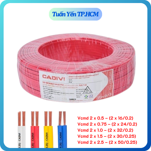 Dây Điện Đôi Cadivi VCmd 2x16, 2x24, 2x32, 2x30, 2x50 Cuộn 100 mét - Lõi Đồng Cao Cấp
